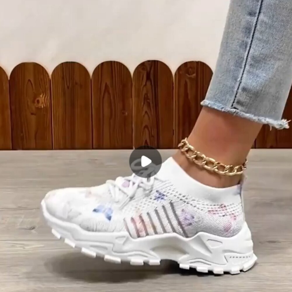 Women’s Casual Sneakers - Butterfly Print, Lightweight & Stylish - Picture 2 of 3